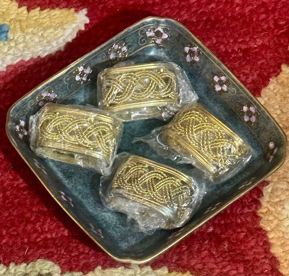 Vintage Gold-Tone Braided Rope Design Napkin Rings, Set of 4
